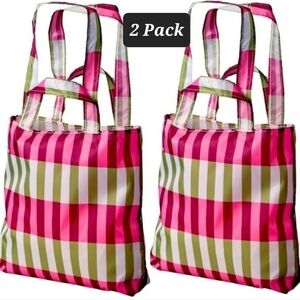 Ikea 2 Pack Skynke shopping tote bag Pink and Green Bundle